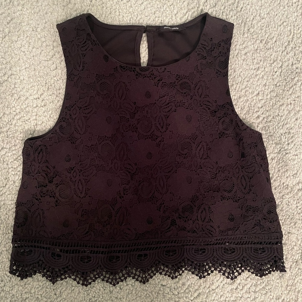Black Lace Tank Blouse